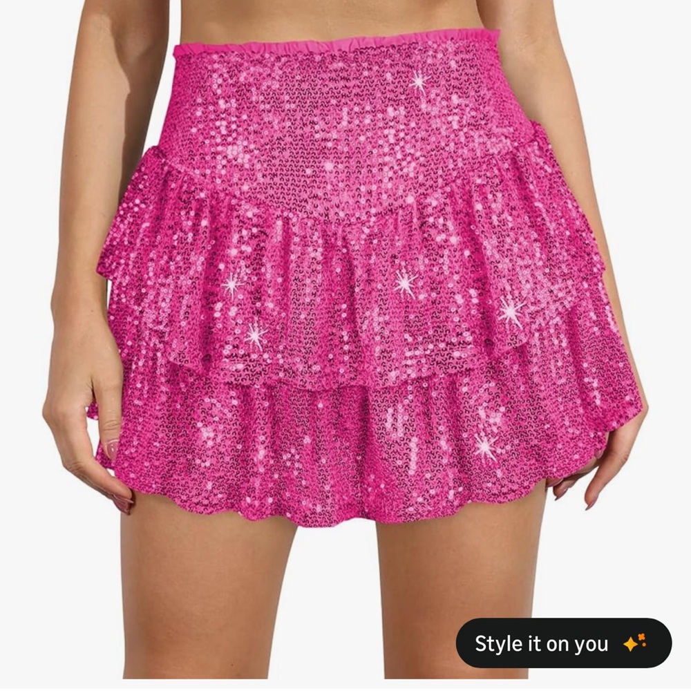 Pink Sequin Ruffle Skirt size XS